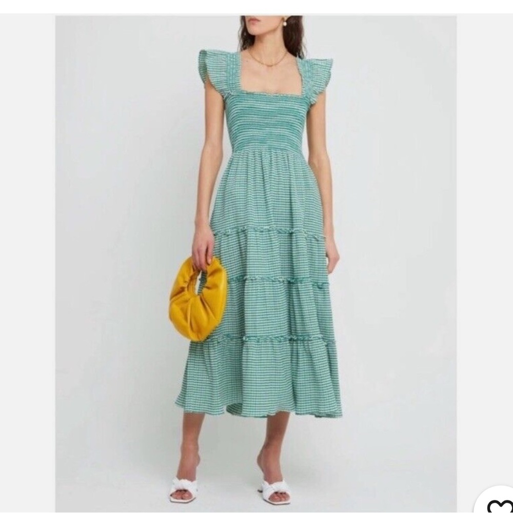 Green Checkered Flowy Maxi Dress